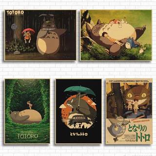 Vintage Retro Giấy Anime Poster Tonari No Totoro Miyazaki Trang Trí Treo Tường Vintage Trang Trí Nhà Trẻ Em Ms: 670