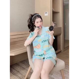 Bộ ngủ pijama tay cộc quần đùi kate lụa loại 1 yêu luôn