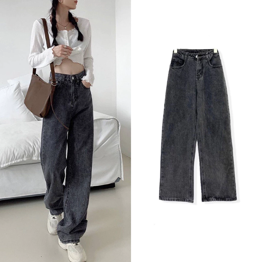 Quần jean suông màu xám tro ống rộng phong cách Ulzzang - Retrostyle - QuanJeansuong9875_P7K4