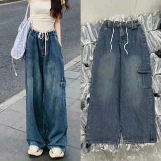 Quần jeans ống rộng túi hộp dây rút phong cách ulzzang - Retrostyle - QuanJeandayrutbung9899_P0K42