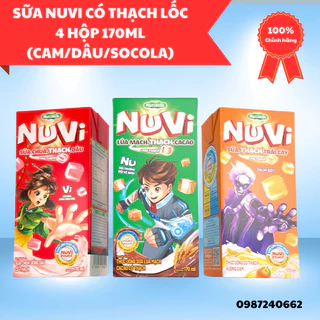 Sữa NuVi CÓ THẠCH Lốc 4 hộp 170ml (Cam/Dâu/Socola) (TN)