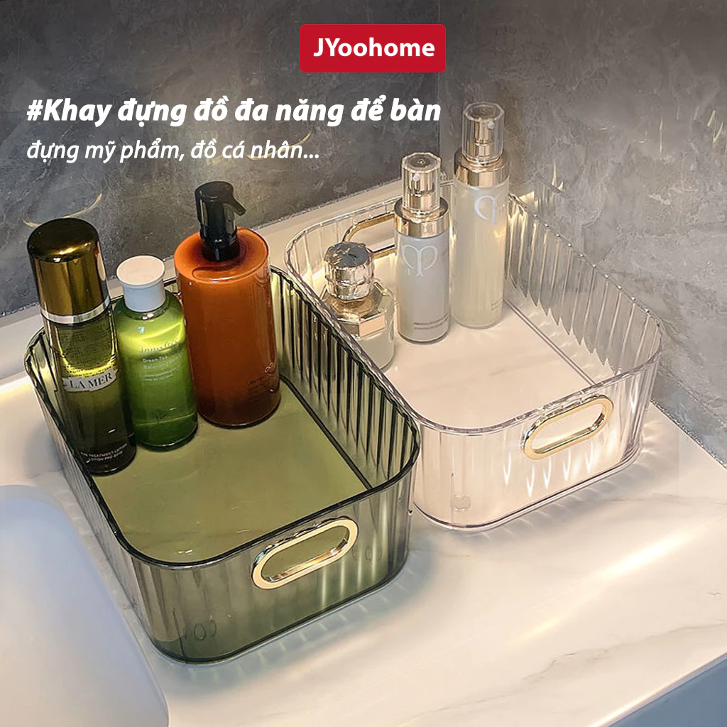 Khay đựng đồ trang điểm mỹ phẩm để bàn JYoohome thiết kế sang trọng, giỏ đựng đa năng để dầu gội