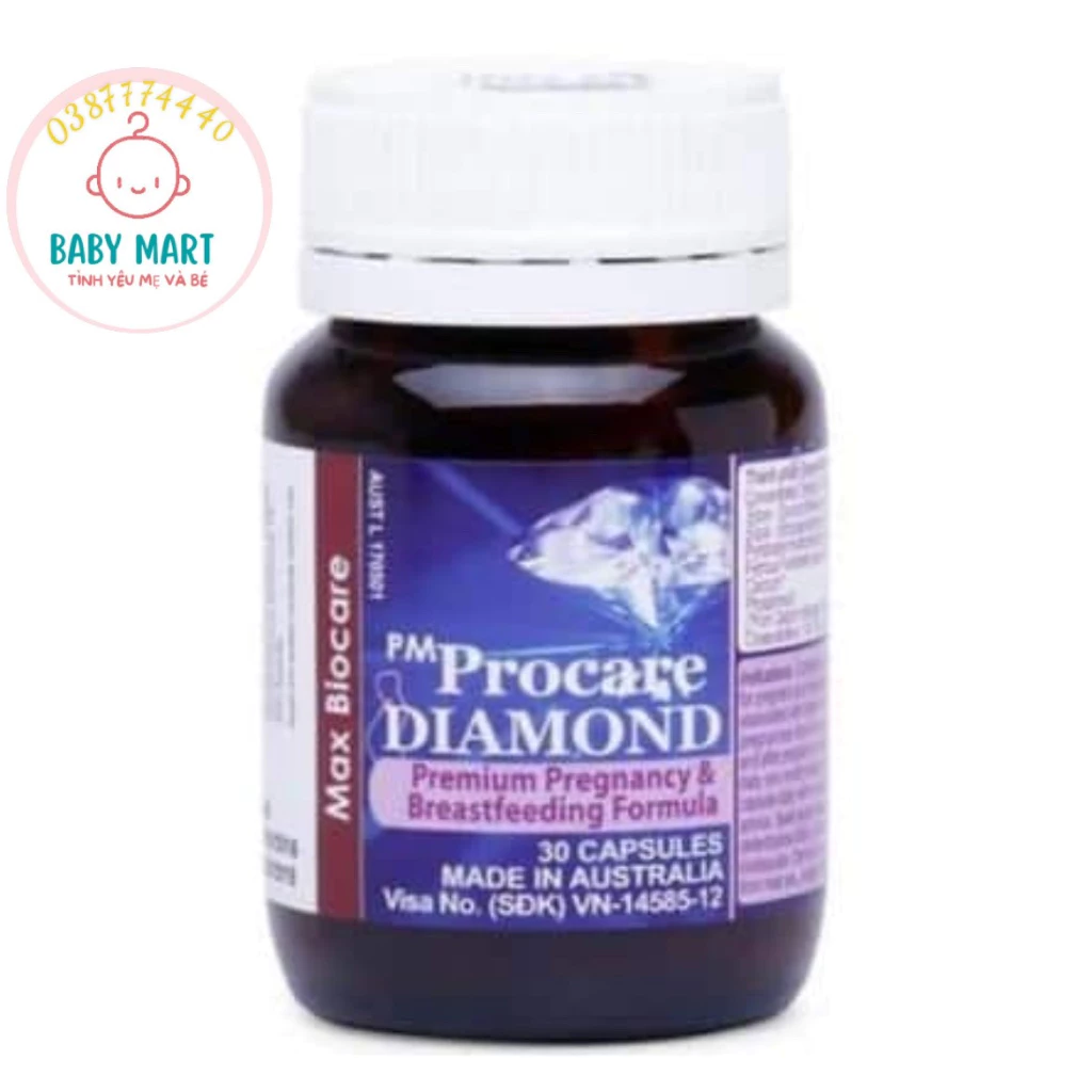 Viên Uống Procare Diamond Bổ Sung Vitamin và Khoáng Chất cho mẹ mang thai hỗ trợ em bé, mẹ sau sinh từ Úc