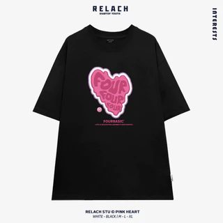 Áo Thun Nam Nữ Form Rộng Cotton Tay Lỡ Unisex , Áo Phông Cổ Tròn Basic Tee Oversize Trend Hè 2023 - Pink Heart