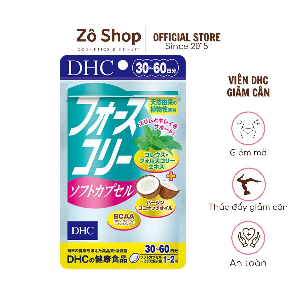 Viên Giảm Cân DHC Dầu Dừa - DHC Forskohlii Soft Capsule (30 ngày) Date 04/2025