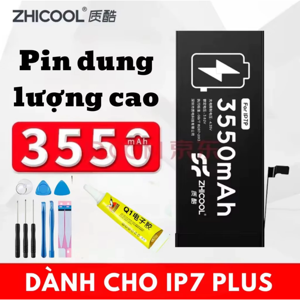 Pin Dung Lượng Cao Cho Ip 7Plus / 7P 3550mAh Zhicool.Hàng Zin Nhập Khẩu Bảo Hành 6 Tháng 1 Đổi 1