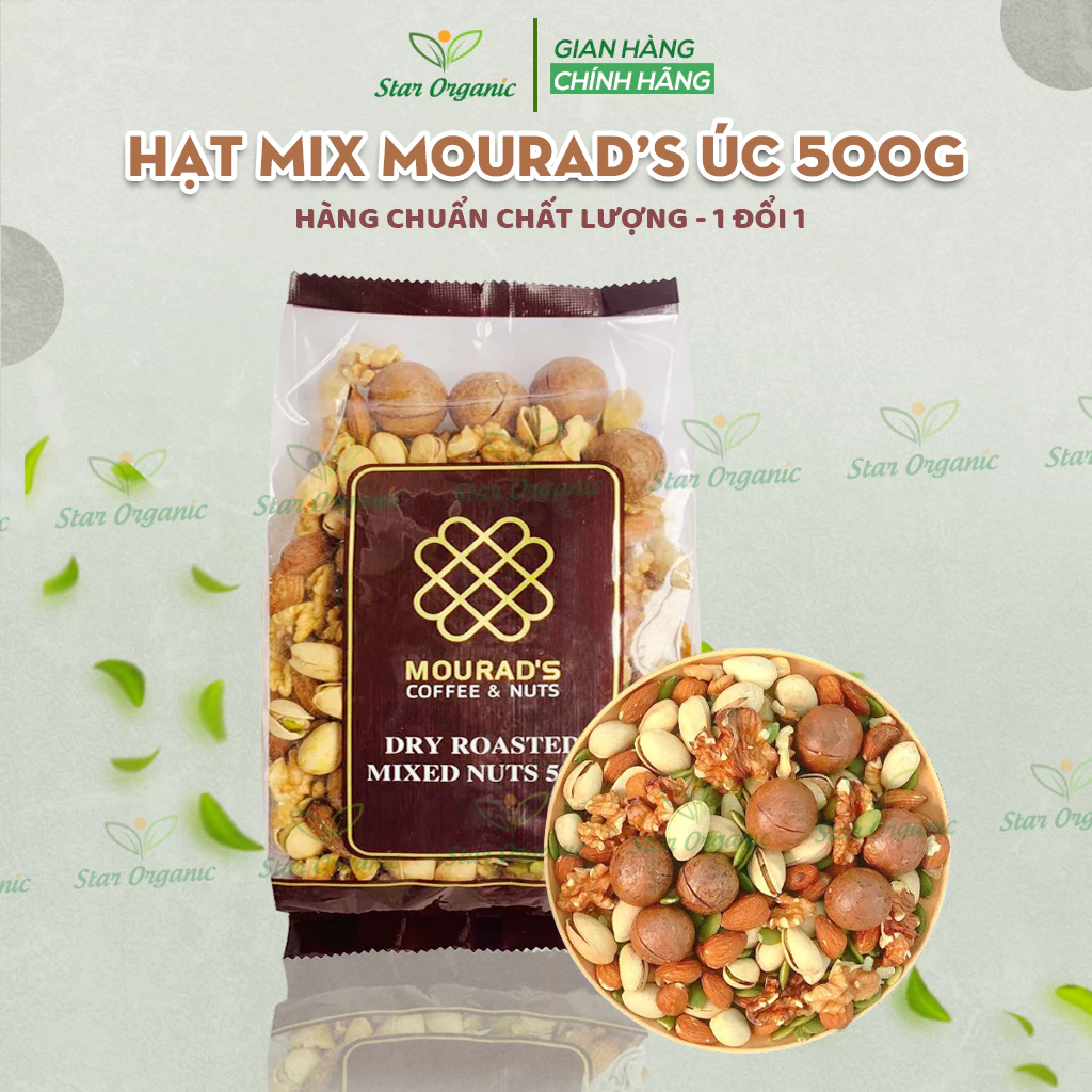 Hạt Mix Hỗn Hợp Mourad's Úc 500g Cao Cấp (Hạnh nhân, macca, óc chó, hạt dẻ cười, bí xanh) Bổ Sung Giàu Chất Dinh Dưỡng