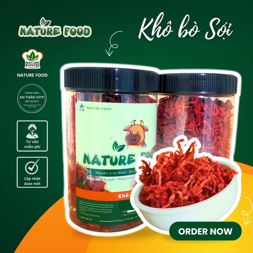 Khô tẩm vị bò sợi LOẠI NGON NATURE FOOD (Thơm ngon - Đậm vị)