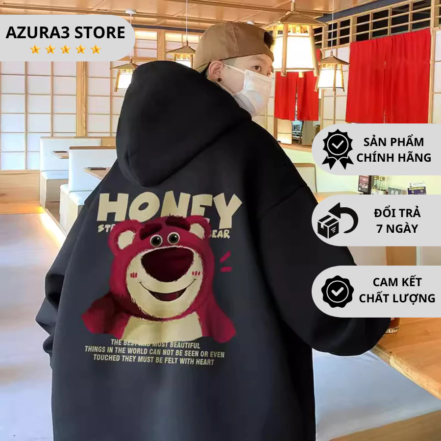 Khoác Nỉ Hoodie Gấu Dâu Phù Hợp Nam Nữ - Azura3 Store