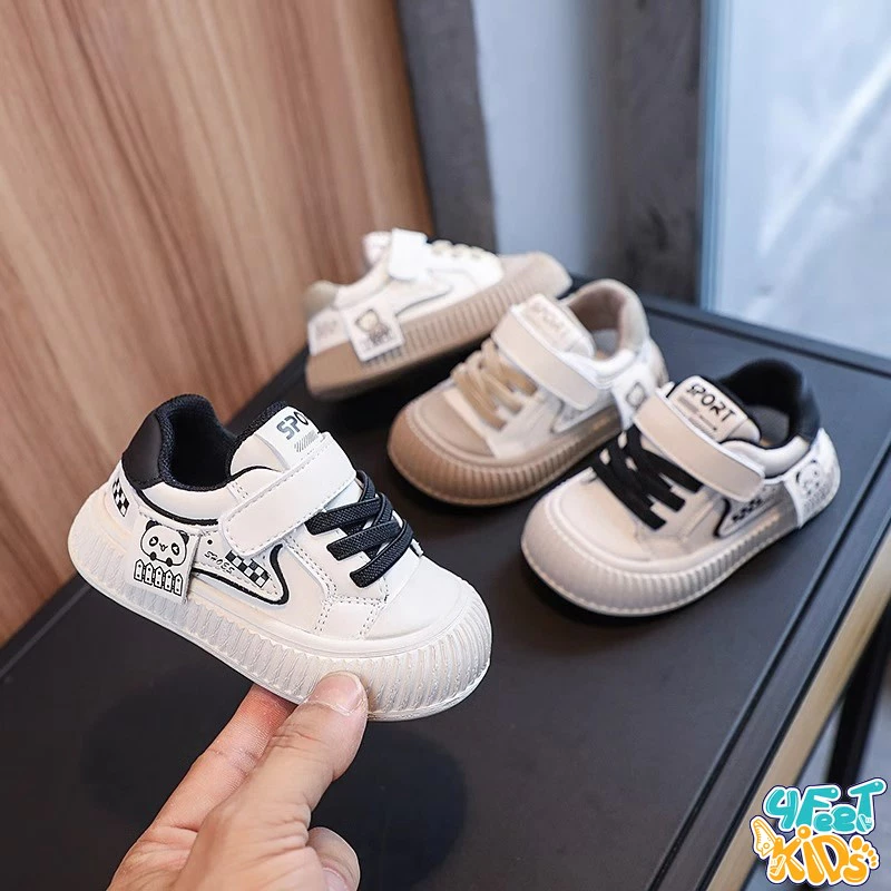 Giày Tập Đi đế mềm phong cách Nhật Bản cho bé trai bé gái tập đi từ 0-3 tuổi họa tiết gấu trúc Siêu Dễ Thương
