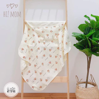 Chăn ủ cotton xốp cao cấp cho bé, có mũ hãng Himom dành cho bé sơ sinh