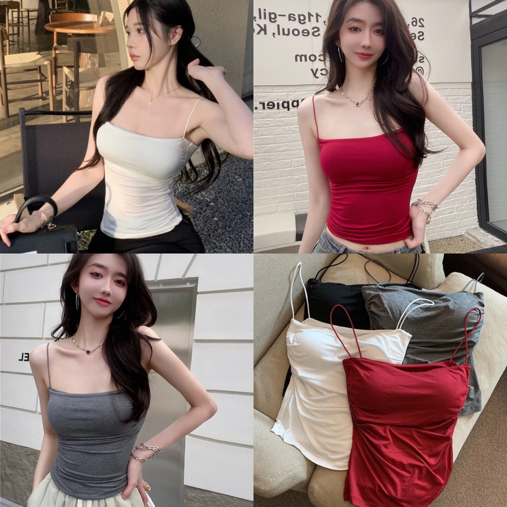 Áo Bra Nữ 2 Dây Mảnh Nhún Eo Kèm Mút Ngực Tôn Dáng Sexy 3383