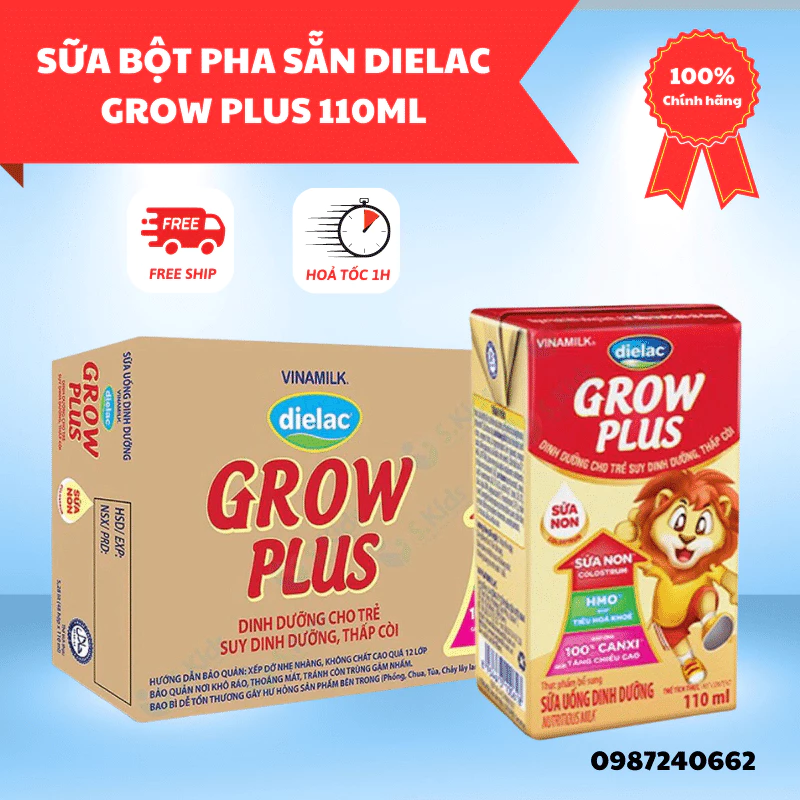 Sữa bột pha sẵn Dielac Grow Plus 110ml thùng 48 hộp