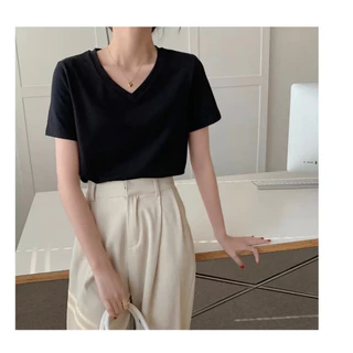 áo thun cổ tim chất COTTON nữ HELENSHOPVN,cổ V thời trang phù hợp mọi phong cách,dễ dàng phối đồ