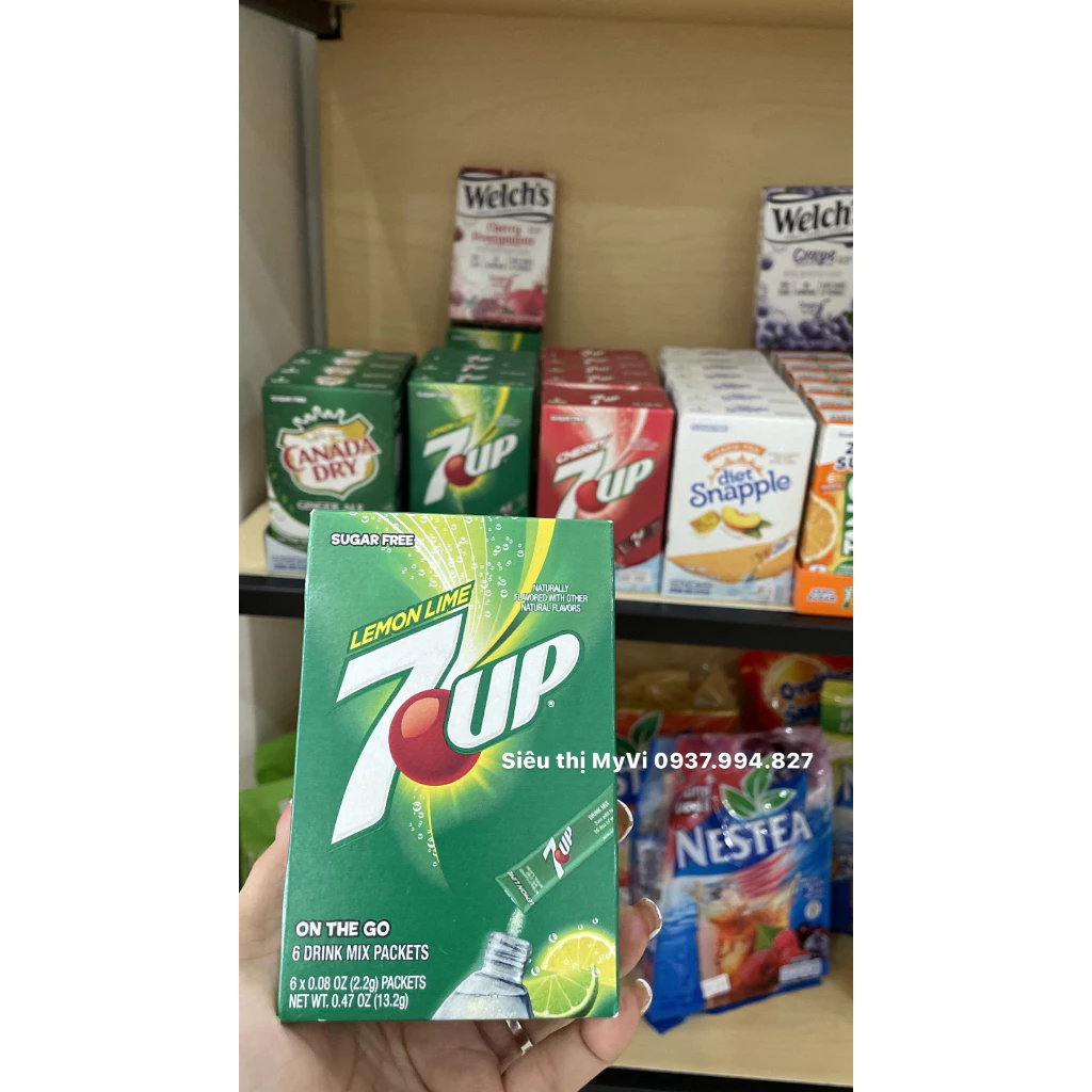 🇺🇸BỘT PHA NƯỚC 7UP VỊ 7UP CHANH CỦA MỸ HỘP 6 GÓI NHỎ