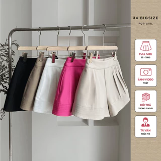 Quần short diễu nữ Bigsize 34QS009 lưng cao tôn dáng, Quần đùi nữ Bigsize chất chéo gân mềm thoáng mát