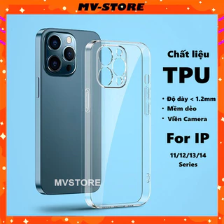 Ốp lưng ip chất liệu TPU mềm dẻo trong suốt có viền bảo vệ camera cho 14 13 11 Pro MAX 14 Plus 12 ProMAX MVSTORE