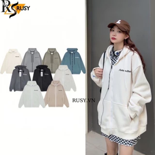 Áo Hoodie zip in chữ chất nỉ bông dày dặn,Áo khoác nỉ dây kéo nhiều màu dày dặn form rộng unisex RUSY