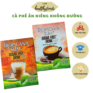 Cà phê ăn kiêng không đường Tropicana Slim Latte 140g chiết xuất từ lá cỏ ngọt, dùng trong tiểu đường, ăn kiêng