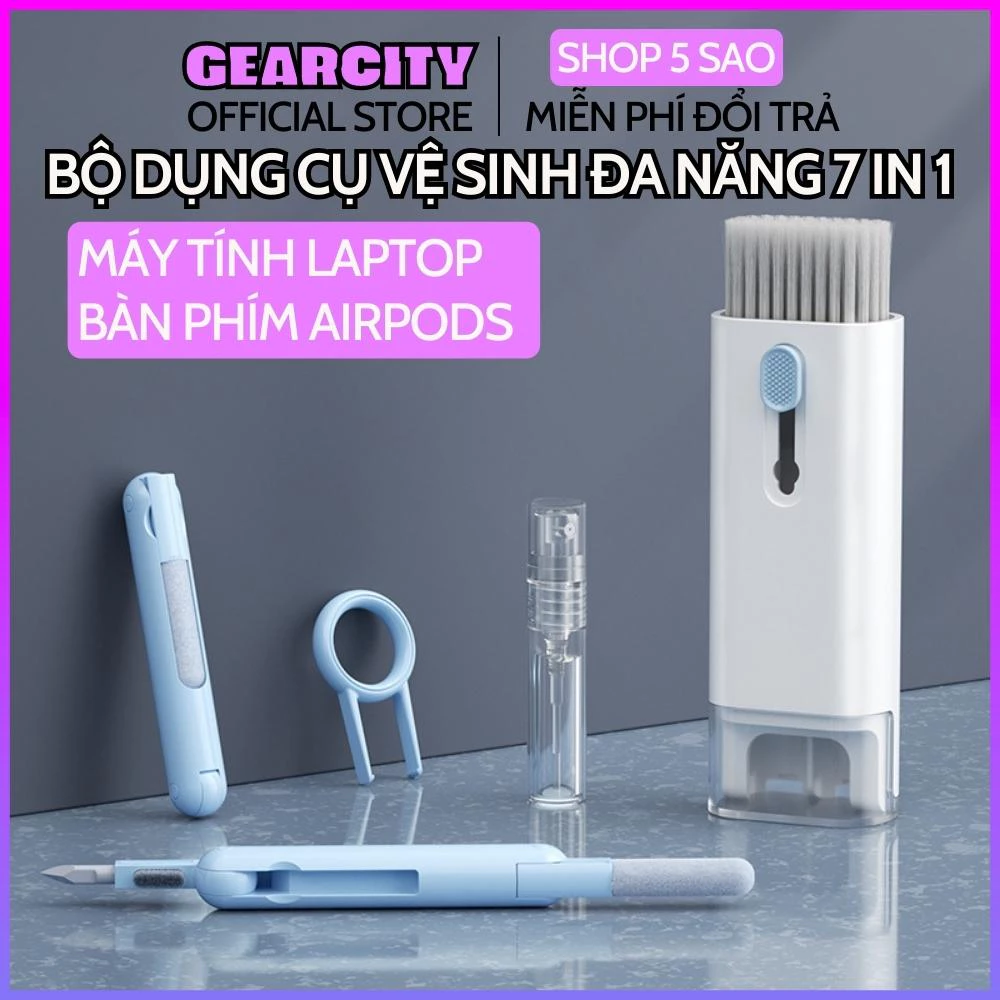 Bộ Dụng Cụ Vệ Sinh Máy tính - Laptop - Bàn Phím - Tai Nghe Airpod 7 in 1 Đa Năng Nhỏ gọn Tiện lợi