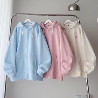 Áo Khoác Hoodies Nỉ Nam Nữ Unisex Thêu Mặt Cười Form Rộng Mũ 2 Lớp