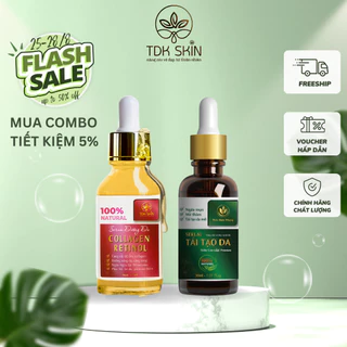 Combo liệu trình ngừa mụn sẹo rỗ Serum trắng da giảm thâm & Serum ngừa mụn, sẹo lồi, lõm Thảo Dược Khang - TDK SKIN