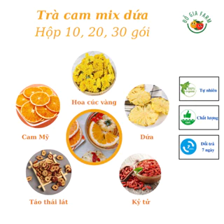 Trà cam mix dứa ( cam mỹ, dứa, cúc vàng, kỷ tử, táo thái lát ) - Hộp 10, 20, 30 gói