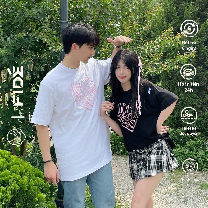 Áo thun unisex FIDE phông trơn nam nữ cổ tròn FIDE TRÁI TIM
