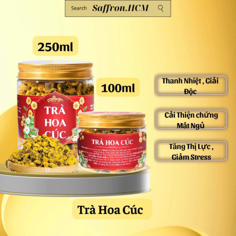 Trà hoa cúc vàng sấy khô Saffron Việt Nam an thần ngủ ngon tốt cho sức khỏe 8gr