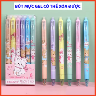 Bút Bi Xóa Được Dạng Bấm Ngòi 0,5mm Nhiều Mẫu Cute Có Hai Màu Mực Xanh, Mực Đen