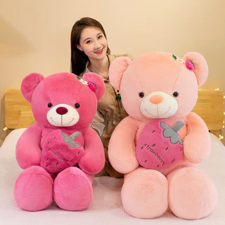 Gấu bông teddy ôm dâu tây siêu đáng yêu  - thú nhồi bông sezi 40-50cm