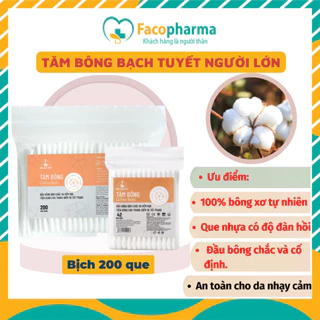 Tăm bông lấy ráy tai người lớn vệ sinh ngoáy tai Bông Bạch Tuyết bịch 42 que 2 đầu trang điểm mềm mịn tiện dụng an toàn