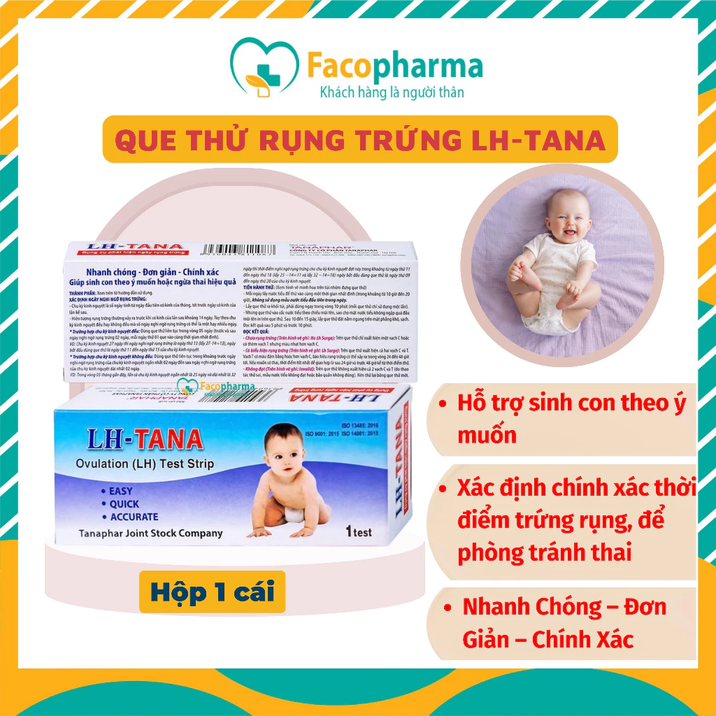 Que thử rụng trứng xác định ngày rụng trứng cho kết quả nhanh chính xác hộp gồm 1 que TPN9.9