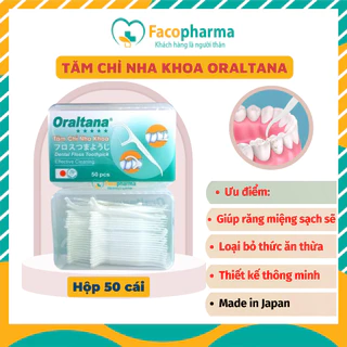 Tăm chỉ nha khoa Nhật Oraltana tăm chỉ vệ sinh răng miệng đa sợi siêu mảnh tiệt trùng chính hãng hộp 50 cái TPN9.13