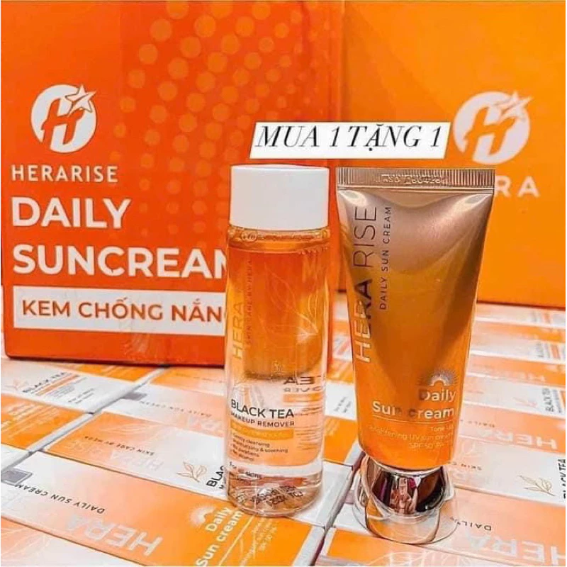 Kem chống nắng kiềm dầu cho da dầu mụn Hera Rise Daily SunCream UVB UVA SPF 50+ tặng tẩy trang