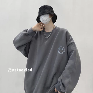 Áo sweater nam nữ cổ tròn,Ao nỉ cổ tròn chất nỉ bông dày in hình mặt cười nam nữ mặc cực chât