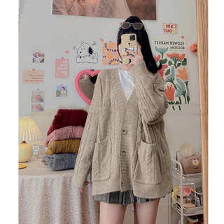 Áo Cardigan Len Thừng Basic Trơn với 5 màu áo, hàng QC form rộng cực xinh