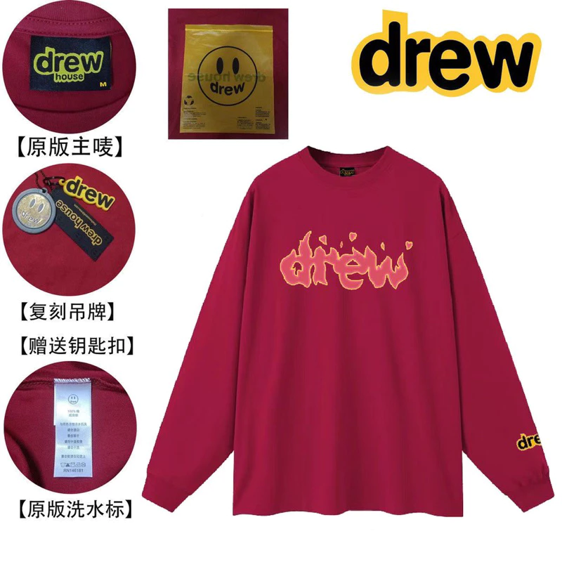Áo sweater Áo thun dài tay D.R.E.W ngọn lửa Local brand chất nỉ chân cua 100% cotton full tem mác hãng