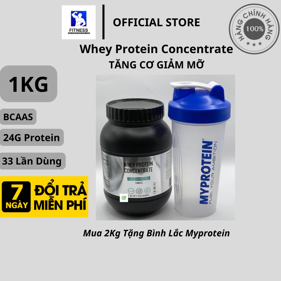 [Mã COSDAY228 -10% đơn 150K] [ CHÍNH HÃNG ] 1KG WHEY PROTEIN CONCENTRATE - Tăng Cơ Giảm Mỡ- Hấp Thu Nhanh