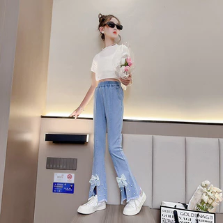 Quần Jeans Bé Gái Từ 15-45kg. Quần Bò Bé Gái Thiết Kế Tinh Tế Kèm Hoạ Tiết Nơ Dễ Thương