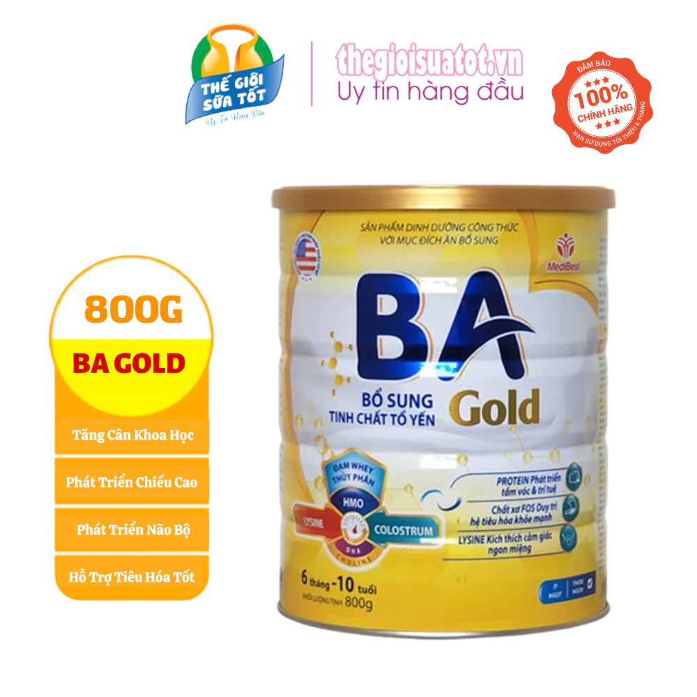 Sữa BA Gold - 800G MẪU MỚI - Giúp Phát Triển Chiều Cao Trí Não Tăng Cân Miễn Dịch Khỏe Mạnh Tiêu Hóa Tốt thegioisuatot