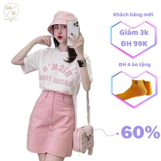 Áo phông nữ màu trắng form vừa người in chữ màu hồng đơn giản áo thun cotton tay ngắn cổ tròn giá rẻ bán chạy mẫu mới