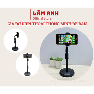 Giá đỡ điện thoại để bàn kẹp điện thoại livestream xem video xoay 360 độ đế tròn, giá đỡ chắc chắn.