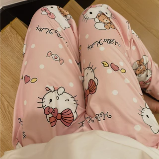 Quần Dài Basic Nữ, Quần Ngủ Họa Tiết Hello Kitty Hồng (M25)