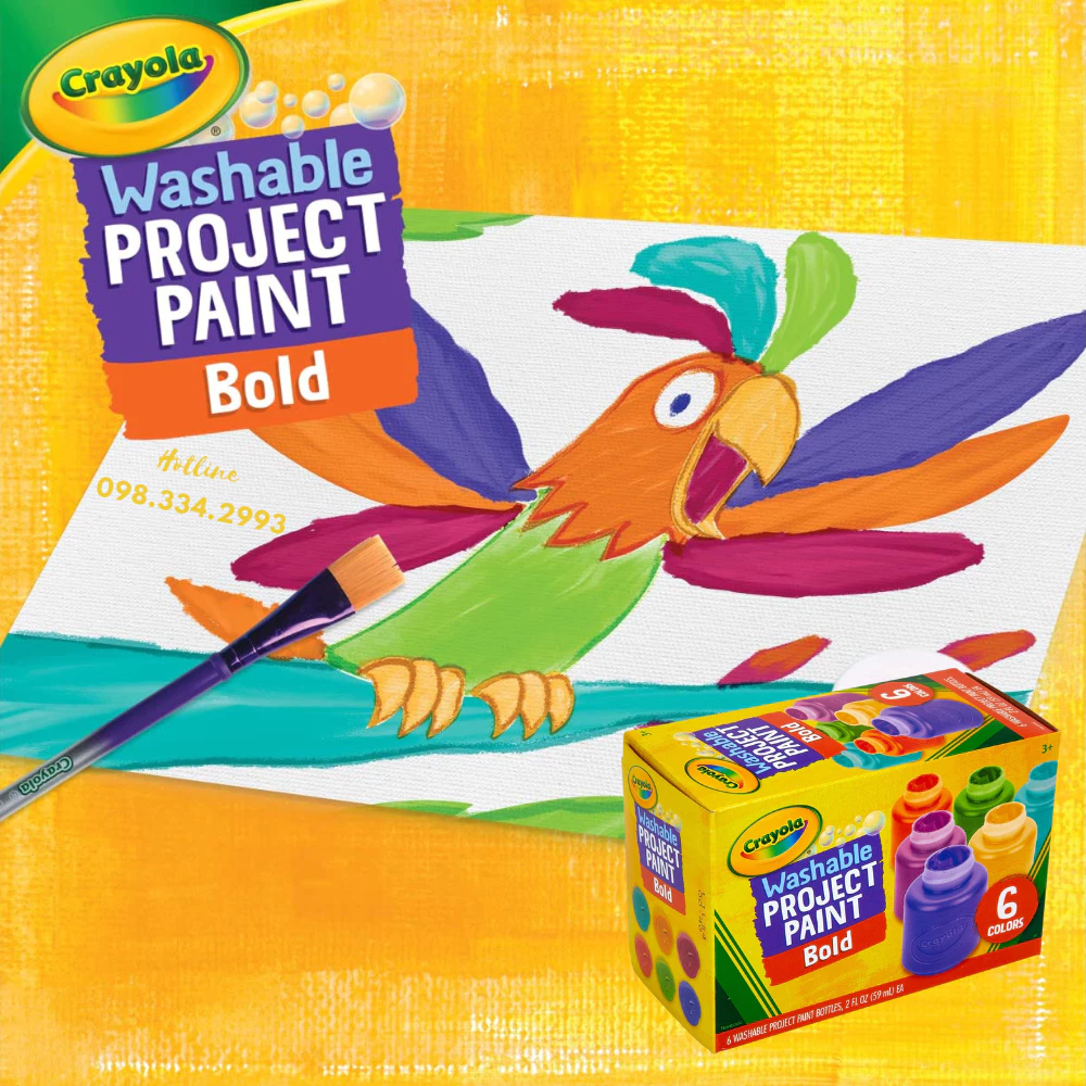 Bộ 6 màu nước - có thể rửa được Crayola Washable Kid's Paint