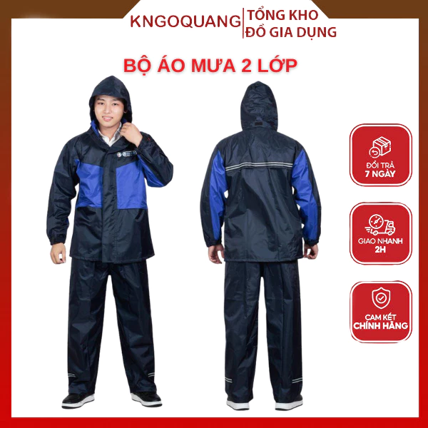 Áo Mưa Bộ 2 Lớp, Bộ Quần Áo Mưa Cao Cấp Chống Thấm Chất Liệu Dày Dặn, Áo Mưa Nam Nữ
