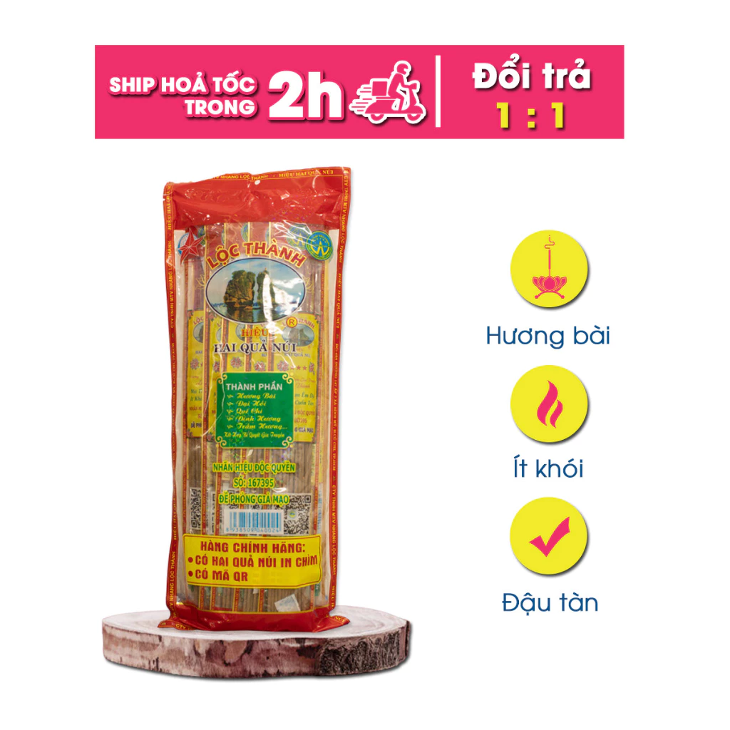 Nhang thẻ - Lộc Thành túi 400g và túi 600g - Mùi hương bài mùi hương êm dịu ít khói đậu tàn