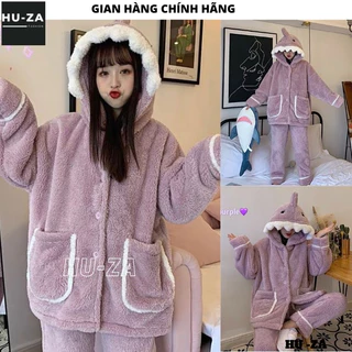 Bộ lông cá mập tím ấm áp - Set quần áo pyjama thời trang đáng yêu dễ thương cute ulzzang hàn quốc HUZA BL31