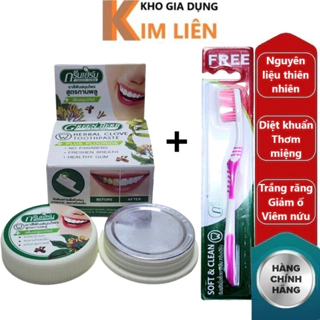 Kem cao tẩy trắng răng thảo dược GREEN HERB Thái Lan 25gr - Tặng kèm bàn chải - Giảm ố, ngừa sâu, thơm miệng, cao vôi