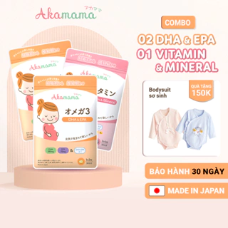 [QUÀ 150K] Combo 2 DHA + 1 Sắt & Vitamin Tổng Hợp cho bà bầu Akamama, Nhật Bản (90 viên/ 1 gói và 120 viên/ 1 gói)